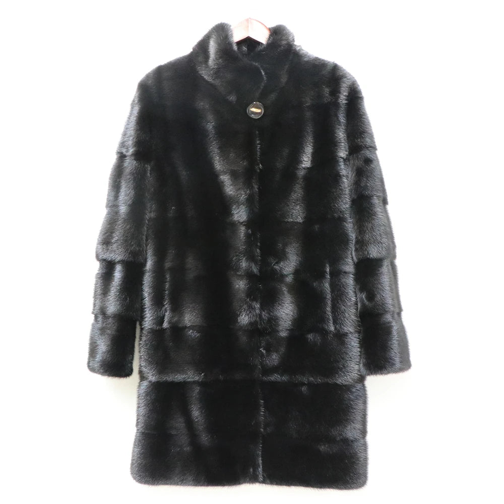 Fancy Rani Real Mink Fur Coat Natural Women Winter Long Leather Jacket Luxury Female Clothes  2023 Mink Fur Coat Women Promotion Badiee Stylez