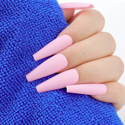 WAKEFULNESS 100Pcs/Set Matte Fake Nail Art Tips Long Ballerina Coffin Nails ABS Full Cover Fasle Nails Tools Manicure