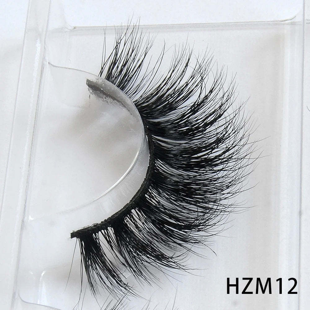 Dropshipping 15-18mm 3D Resuable Dramatic Wispy Mink Fake Eyelashes Makeup Strip False Lashes With Free Eyelash Packaging Boxes HZM12 MIX