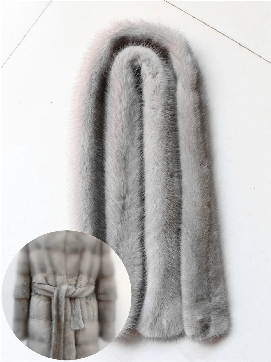 Fancy Rani Real Mink Fur Coat Natural White Women Winter Long Leather Jacket Luxury Female Clothes Mink Fur Coat Women Promotion Badiee Stylez