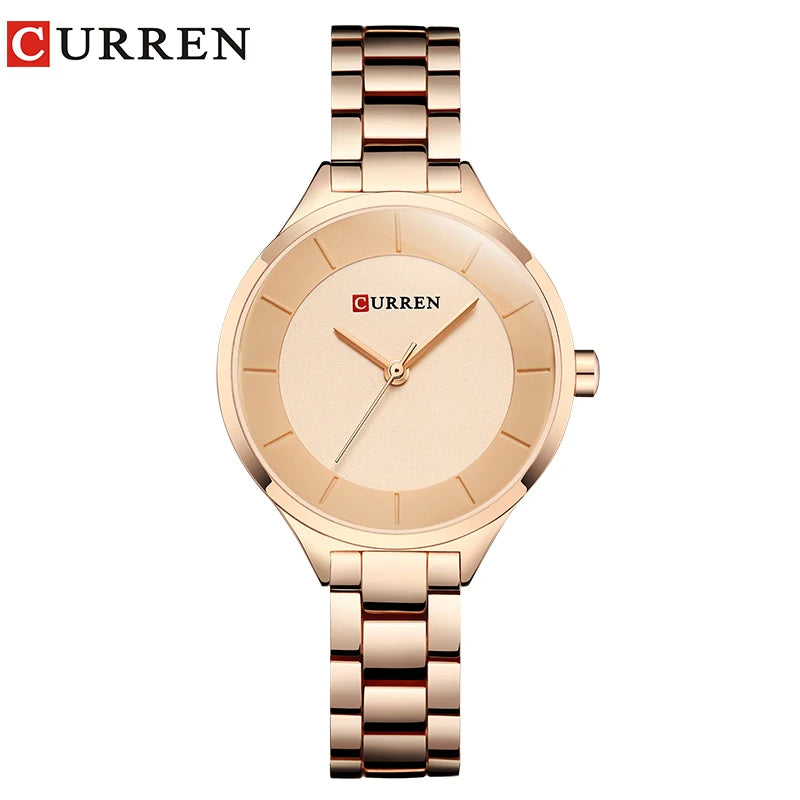 Curren 9015 Women Watches Luxury Gold Black Full Steel Dress Jewelry Quartz Watch Ladies Fashion Elegant Clock Relogio Feminino rose