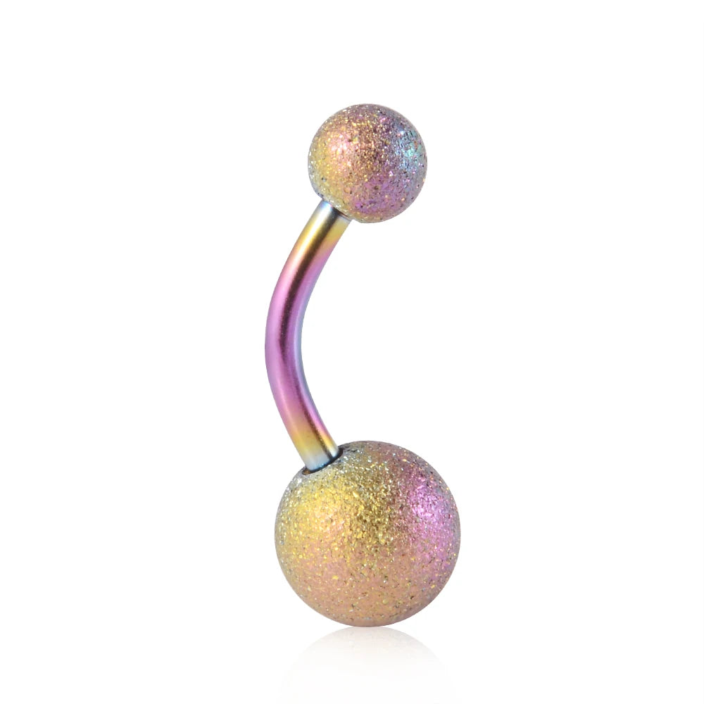 1Piece Surgical Steel Anodized Belly Button Rings Matte Balls Navel Studs Banana  Curved Barbell Body Piercing Jewelry 14g Badiee Stylez