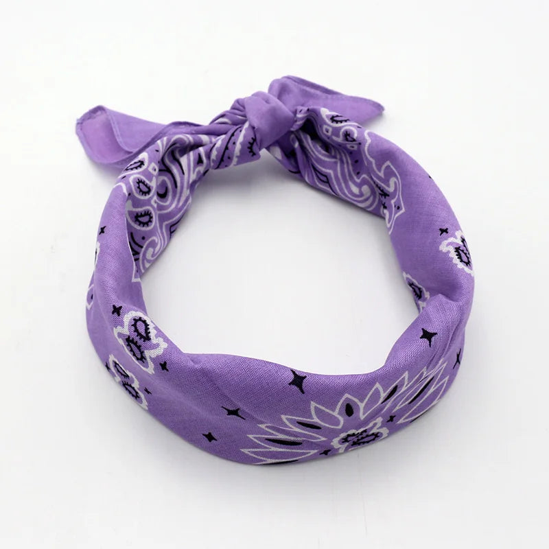 55CM Square Scarf Women Spring Soft Color White Blue Purpel Khaki Paisley Cotton Headband Hip-hop Men Bandana