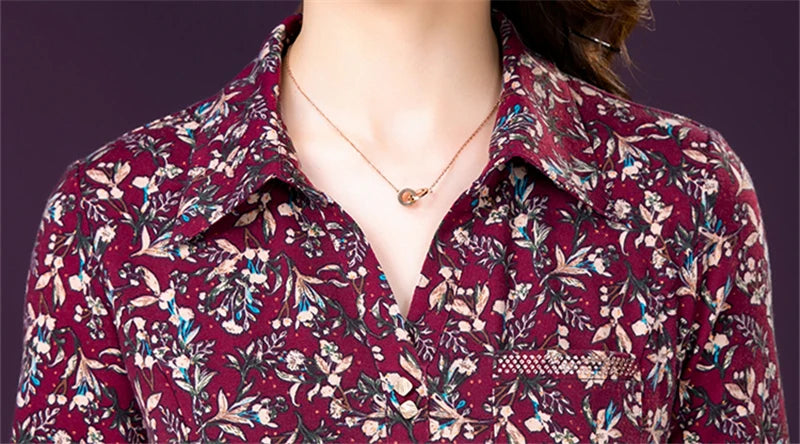 JiuMeiDai-Women's Elegant A-Line Polo Dress, Floral Print Robe, Vintage Designer Party Clothing, Office Lady, Autumn Badiee Stylez