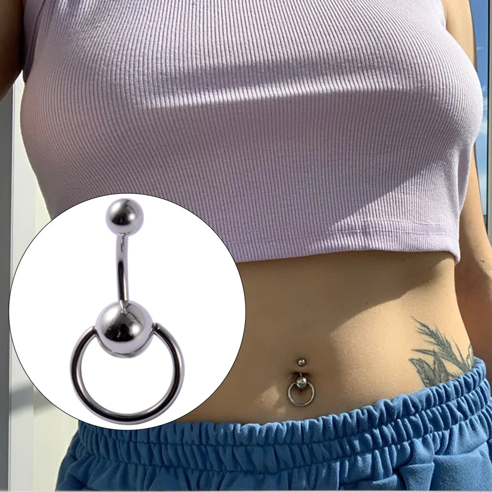 1Piece Surgical Steel Anodized Belly Button Rings Matte Balls Navel Studs Banana  Curved Barbell Body Piercing Jewelry 14g Badiee Stylez