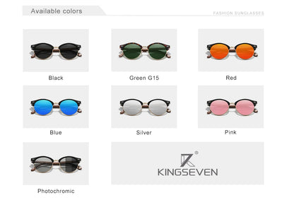 KINGSEVEN Handmade High Quality Black Walnut Wood Sunglasses Men Women Polarized Mirror Sun Glasses Male UV400 Shades Oculos