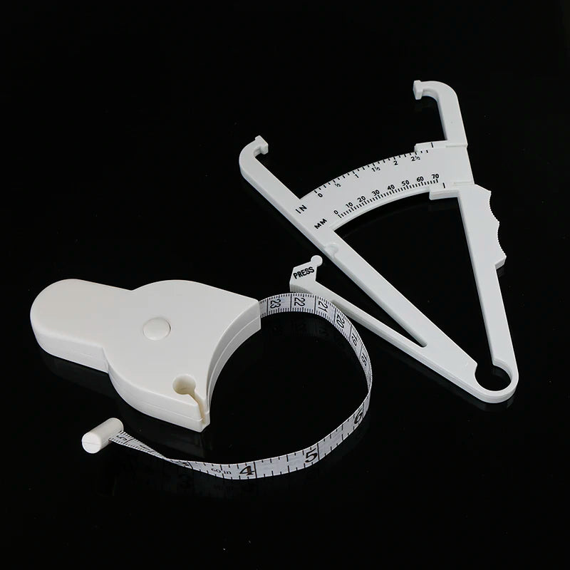 2Pcs/Set White PVC Body Fat Caliper Measure Tape Tester Fitness For Lose Weight For Body Building Portable Fitness Equipmnet Default Title