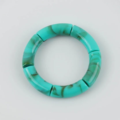 FishSheep Bohemian Transparent Acrylic Foil Bamboo Bracelets for Women Elastic Beads Link Chain Cuff Bracelets & Bangles Jewelry turquoise blue