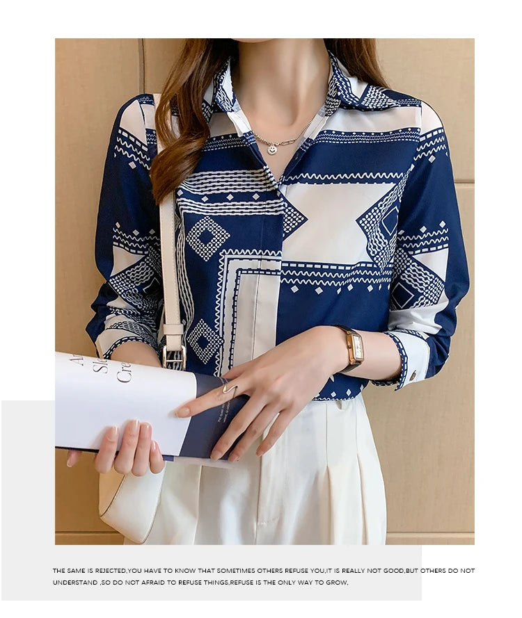 Fashion ladies shirts New elegant Women Blouses Long Sleeve Button-Down Tops blusa mujer