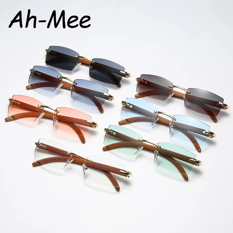 2024 Sqaure Brand Designer Sunglasses Men Women Sun Glasses Wood Frames Rimless Black Eyeglasses Fashion Eyewear Gafas De Sol