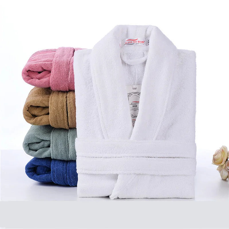 Home Bathrobe 100% Cotton pink Toweling Terry Robe Unisex lovers Soft Bath Robe Men And Women Nightrobe Sleepwear Casual 2024