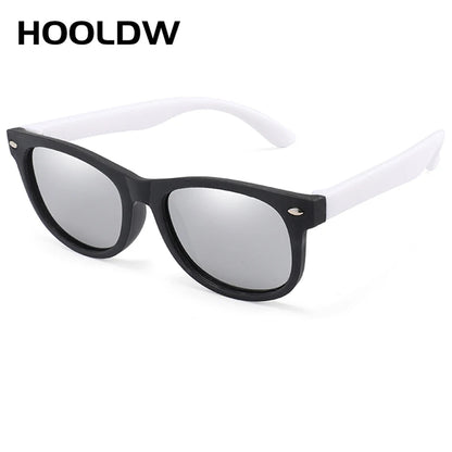 HOOLDW New Kids Sunglasses Children Polarized Sun Glasses Boys Girls Glasses Silicone Flexible Safety Baby Shades UV400 Eyewear black white 2