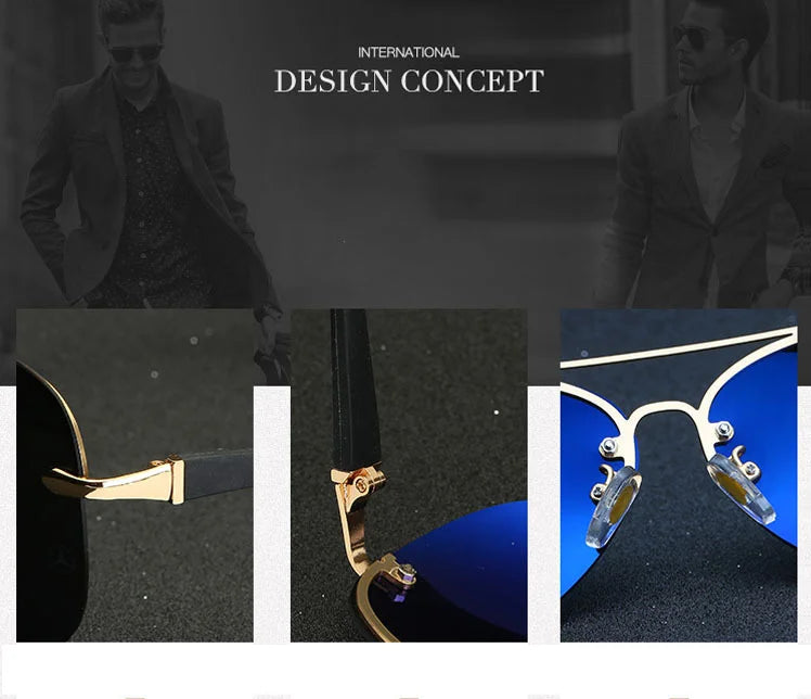 49784 Pilot Retro Polarized Light Luxury Sunglasses Men Women Fashion Shades Uv400 Vintage Glasses Men Sunglasses