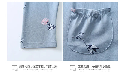 Big yards M-4XL v-neck long sleeve pajamas set for women floral print nightwear autumn cotton sleepwear nightie female pyjama