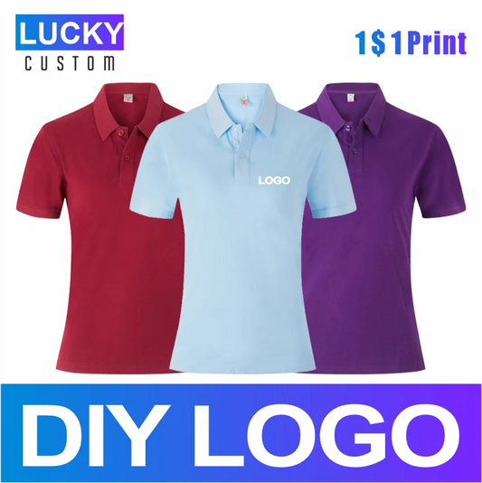Women's 100% Combed Cotton Pure Cotton Short-sleeved Polo Shirt Custom Printed Embroidery Lgoo Solid Color Breathable Polo Shirt