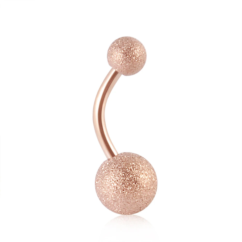 1Piece Surgical Steel Anodized Belly Button Rings Matte Balls Navel Studs Banana  Curved Barbell Body Piercing Jewelry 14g Badiee Stylez