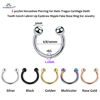1Pc Moon Ball Smile Piercing Tooth, Labret Nose Ring, Conch Earrings, Nipple Genital Jewelry, Helix Tragus Piercing 1.2x6/8/10mm