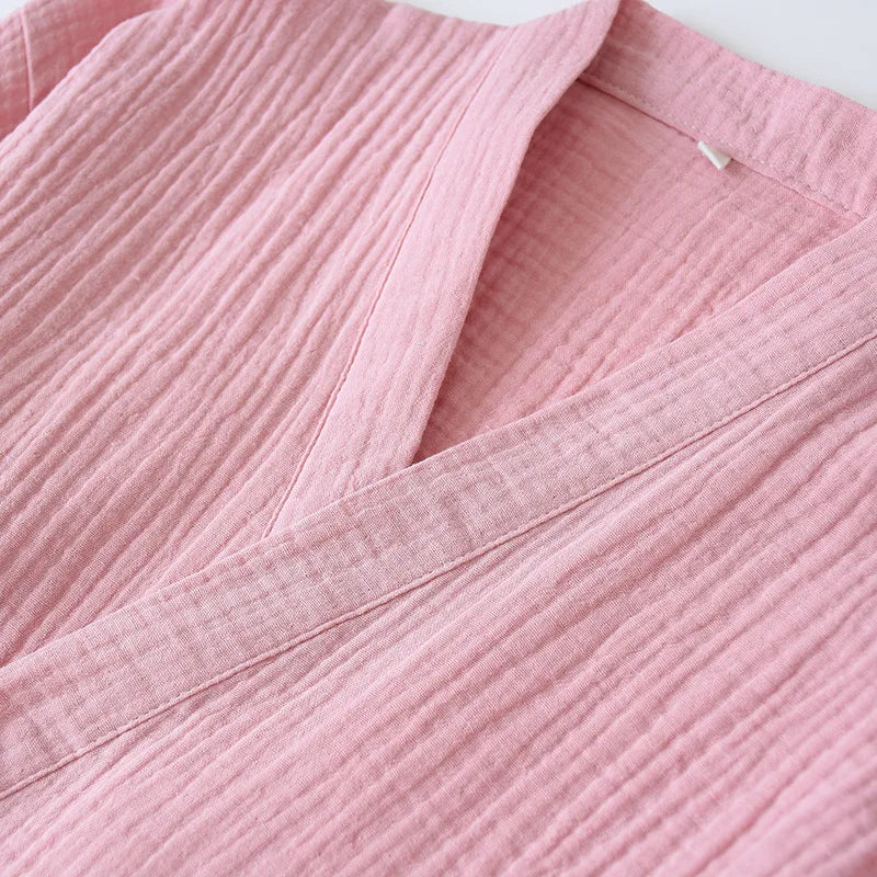 2025 Japanese Kimono Set 100%Cotton Pajamas Two-piece Couple Yukata Loose Men's And Women's Sweat Steaming Suit Home Service Set