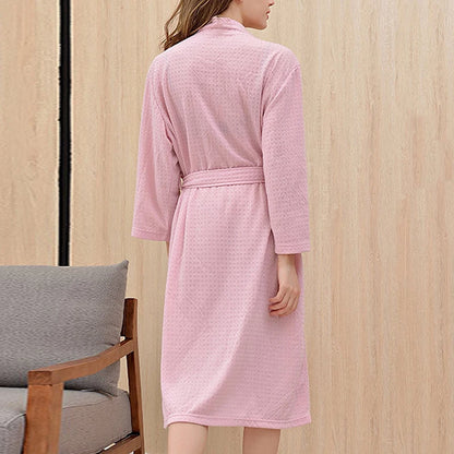 Women Men Bath Robe Waffle Shower Sleepwear Nightgowns Robe Male Female Bathrobe Long Woman Man Pajamas