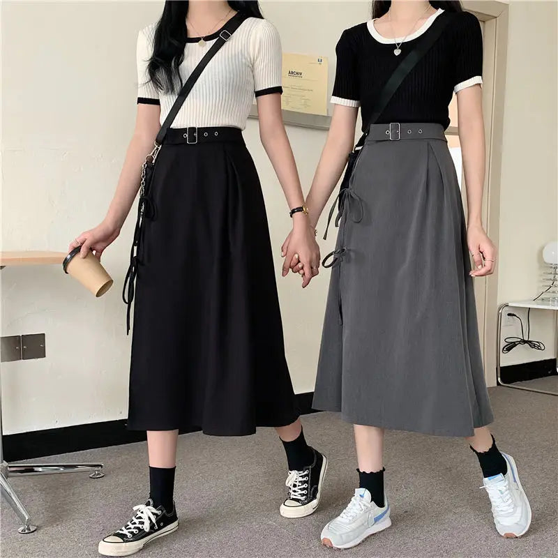 Long Skirt Women Solid Simple All Match High Waist Womens Korean Fashion Females Casual Comfortable Vintage Harajuku Soft