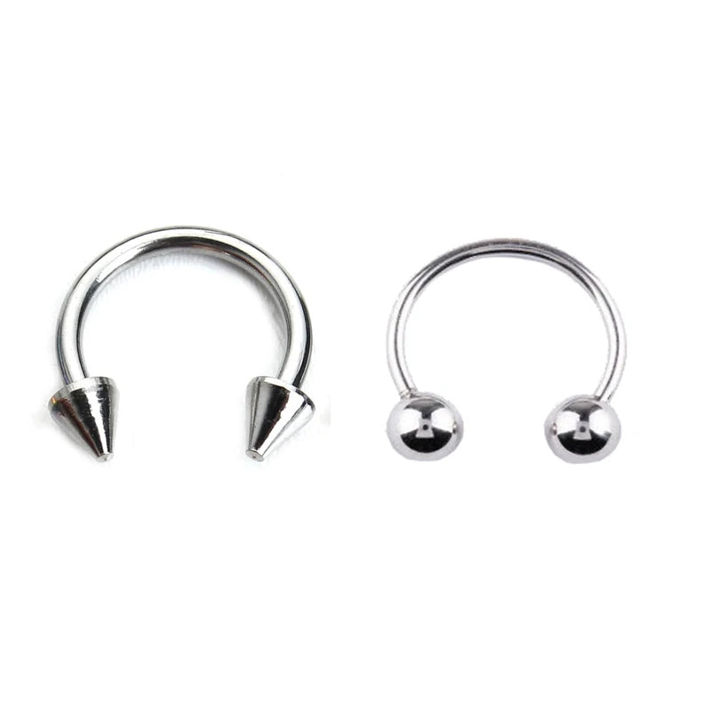 2pcs Stainless Steel Nose Hoop Ring Septum Rings Lip Studs Nostril Earrings Circular Tragus Ear Piercing Horseshoe Body Jewelry Badiee Stylez