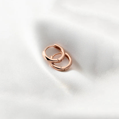 WANTME 925 Sterling Silver Fashion Simple Geometric Huggies Ear Buckle for Women Charm European Party Piercing Hoop Earrings Jew Rose gold