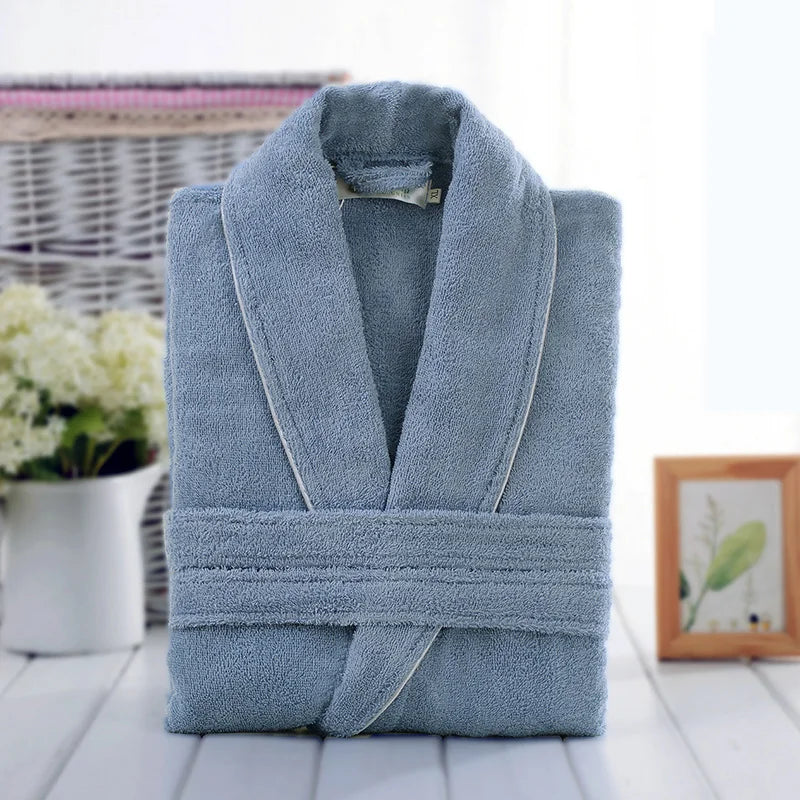 Home Bathrobe 100% Cotton pink Toweling Terry Robe Unisex lovers Soft Bath Robe Men And Women Nightrobe Sleepwear Casual 2024 gray blue