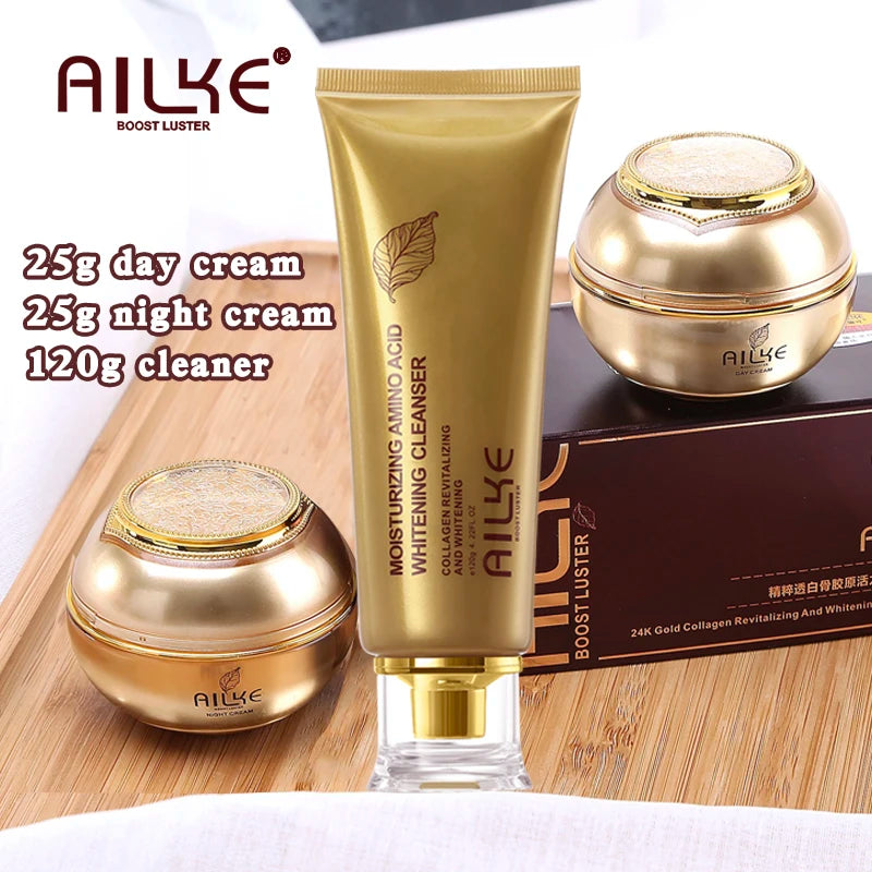 AILKE Whitening Dark Spot Remove Facial Skin Care Cream With Collagen Anti- Freckles Wrinkle Repair Women Premium Face Product cream and Cleanser