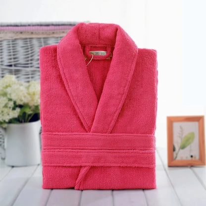 Home Bathrobe 100% Cotton pink Toweling Terry Robe Unisex lovers Soft Bath Robe Men And Women Nightrobe Sleepwear Casual 2024 rose red