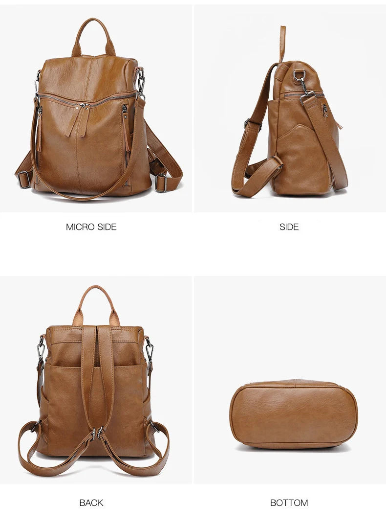 Luxury Genuine Leather Women's Backpack High Quality Fashion Cowhide Backpacks Women Casual Large Capacity Brand Shoulder Bags