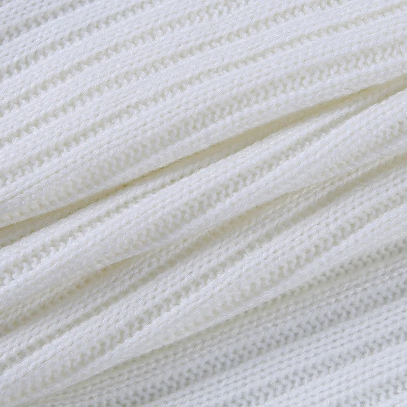 Tossy White Women Sweater Shrugs Cropped Top Full Lantern Sleeve Knitwear Pullover Sexy Summer High Street Outwear 2023 Spring