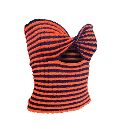 Striped Knitted Tube Top Women Off Shoulder Summer Sexy Strapless Bodycon Tank Crop Top Party Club Wear Camisole Yuqung
