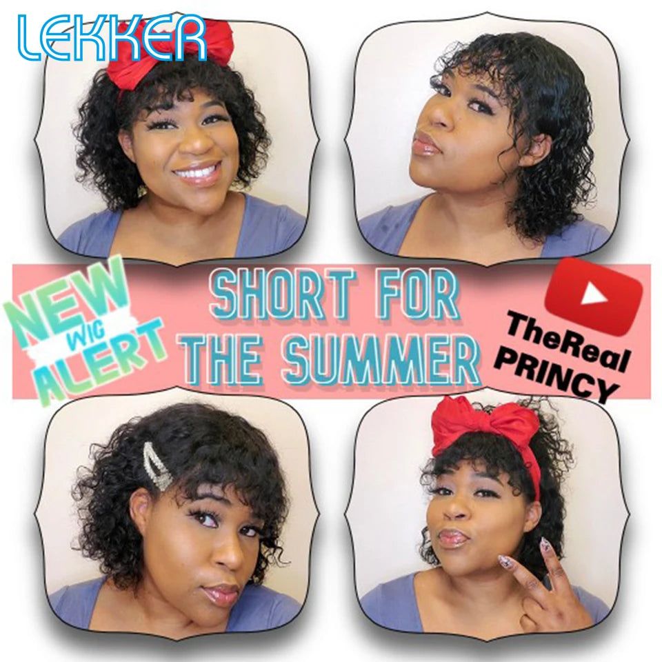 Lekker Colored Short Pixie Afro Kinky Curly Bob 100% Human Hair Wigs For Women Brazilian Remy Hair Ombre Brown Clearance Ginger Badiee Stylez