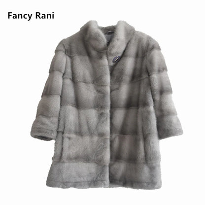 Fancy Rani Real Mink Fur Coat Natural Women Winter Long Leather Jacket Luxury Female Clothes  2023 Mink Fur Coat Women Promotion Badiee Stylez