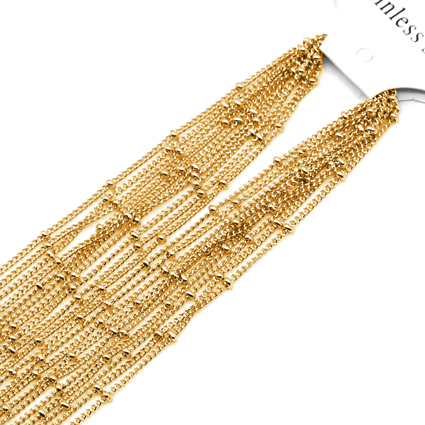 Aiovlo 10pcs/lot Width 1.5mm Stainless Steel Bead Chain Necklace Chains for DIY Jewelry Findings Making Materials Accessories Badiee Stylez