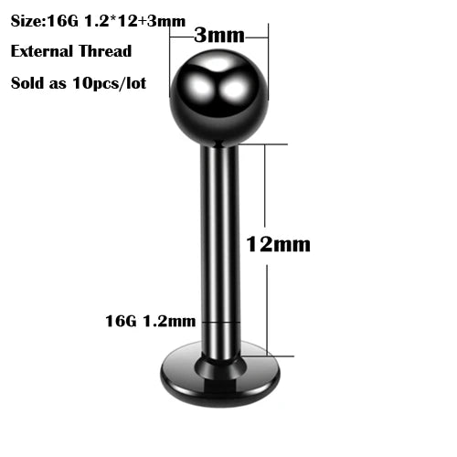 10Pcs/20Pcs/50Pcs G23 Titanium Labret Piercing Internal & External Design Lip Piercing Labret Stud Cartilage Helix Piercing Badiee Stylez