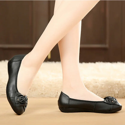 EOFK Women Ballet Flats Genuine Leather Shoes Spring Soft Casual Comfy Ballerina Flat Ladies Shallow Slip On Female Loafers