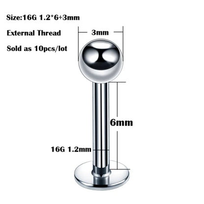 10Pcs/20Pcs/50Pcs G23 Titanium Labret Piercing Internal & External Design Lip Piercing Labret Stud Cartilage Helix Piercing Badiee Stylez