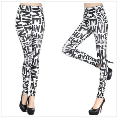 Women Leggings High Waist Cartoon Comic Beauty Print Trousers Soft Female Casual Elastic Pant 2 One Size