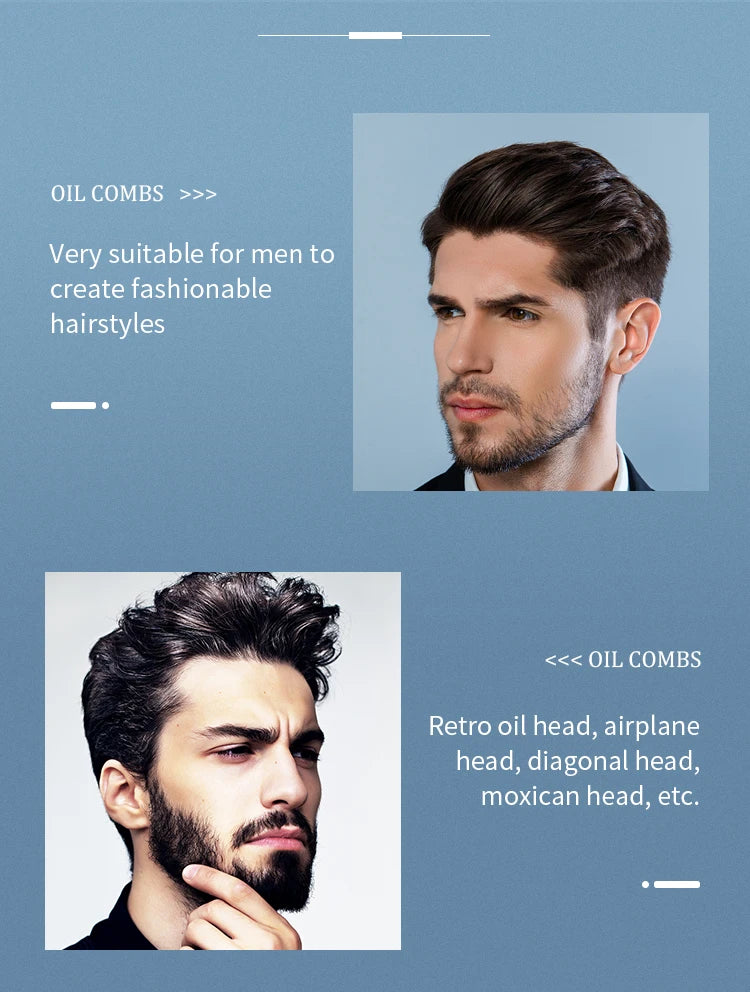 Men Oil Head Comb Hairdresser Haircut Wide Tooth Fork Comb Two-side Tooth Design Detangling Comb Salon Barber Hairdressing Tools