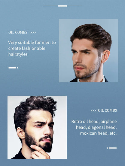 Men Oil Head Comb Hairdresser Haircut Wide Tooth Fork Comb Two-side Tooth Design Detangling Comb Salon Barber Hairdressing Tools