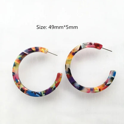 UJBOX 32 Styles Top Quality Acetate Hoop Earrings For Women Leopard Colored Pink Green Yellow Red Blue Acetic Acid Earrings Big size 8