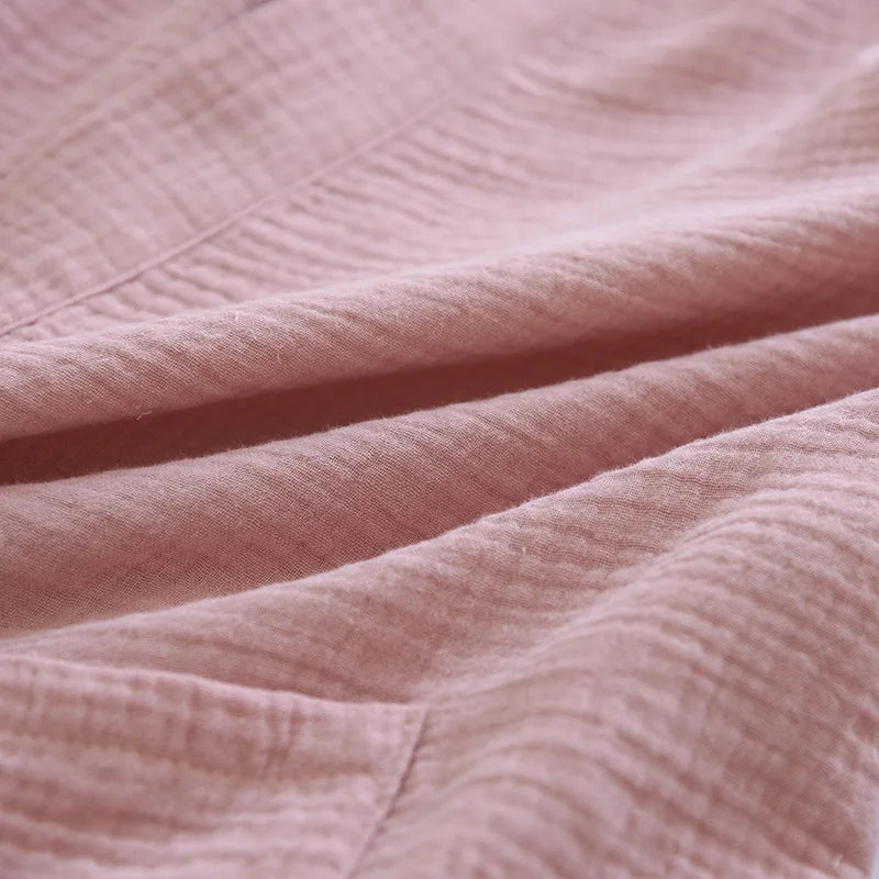 Summer Japanese Couples Pajamas Thin Cotton Gauze Crepe Short Sleeve Shorts Kimono Men and Women Home Clothes 2 Piece Sleepwear