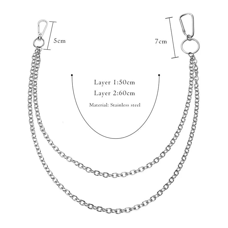 Stainless Steel Trousers Hipster Key Chain Punk Street Big Ring Metal Wallet Belt Chain Pant Keychain Unisex HipHop Jewelry Gift Badiee Stylez