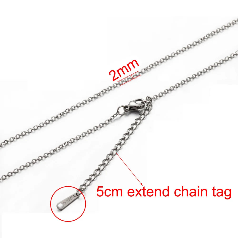 AHKNORMAILCUI 5pcs/Lot Stainless Steel 1 1.5 2mm Rolo Link Chain Necklace Gold 40 45 50 60CM Long Chain Lobster Clasp Necklace Badiee Stylez