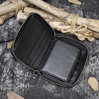 2023 New Short Wallet Men Women Vintage Fashion Card Holder Zipper Coin Purse Crazy Horse Leather Mens Slim Zipper Purse Wallet