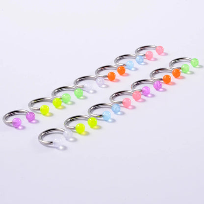 10/14pcs/Set Luminous Surgical Steel Tongue BCR Navel Belly Ring Acrylic Glow in the Dark Ball Labret Stud Body Piercing Jewelry