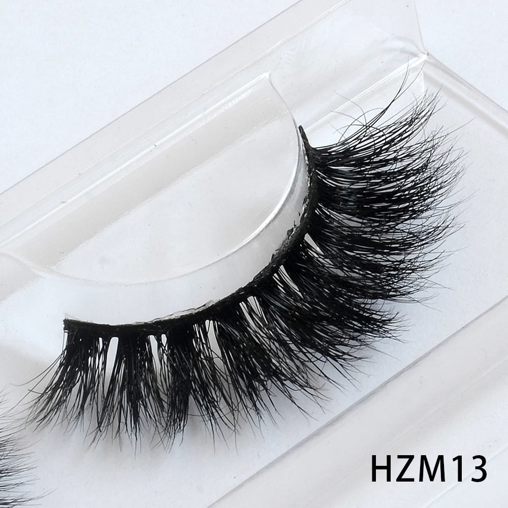 Dropshipping 15-18mm 3D Resuable Dramatic Wispy Mink Fake Eyelashes Makeup Strip False Lashes With Free Eyelash Packaging Boxes HZM13 MIX