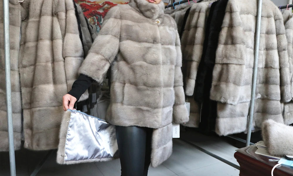 Fancy Rani Real Mink Fur Coat Natural Women Winter Long Leather Jacket Luxury Female Clothes  2023 Mink Fur Coat Women Promotion Badiee Stylez