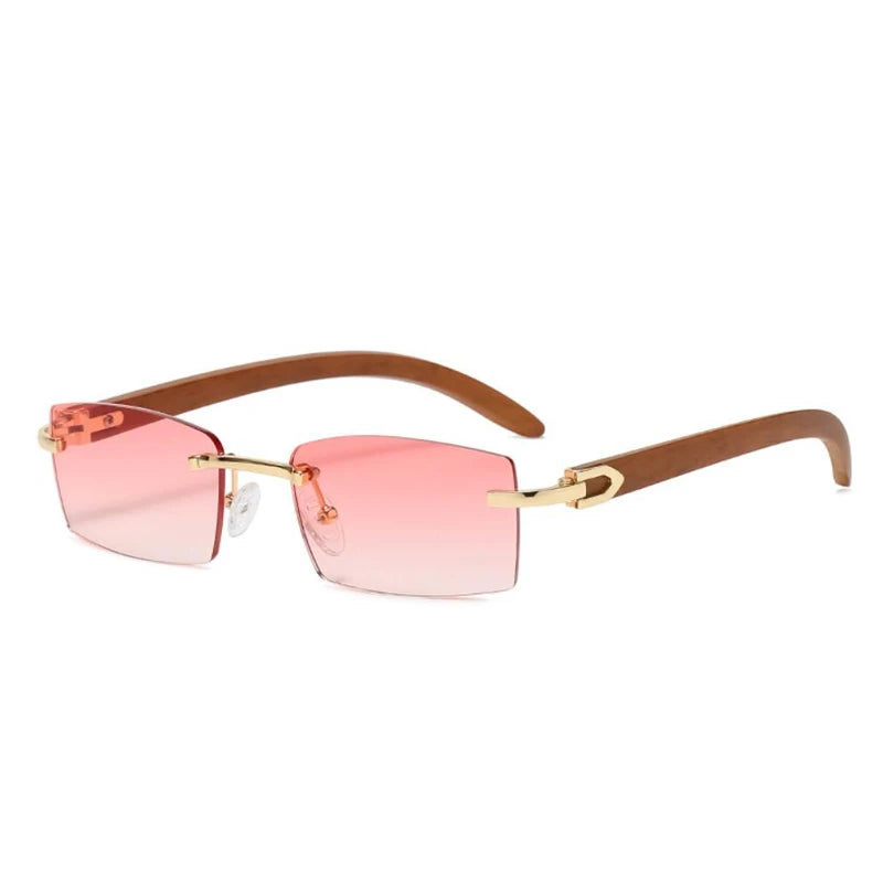 2024 Sqaure Brand Designer Sunglasses Men Women Sun Glasses Wood Frames Rimless Black Eyeglasses Fashion Eyewear Gafas De Sol pink CHINA show as picture